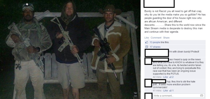 Men guarding Cliven Bundy's home (source Facebook)